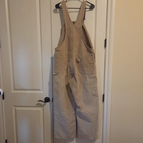 Vintage Carhartt Quilt Lined Double Knee Duck Bib Overalls Brown No Tag Workwear image 3