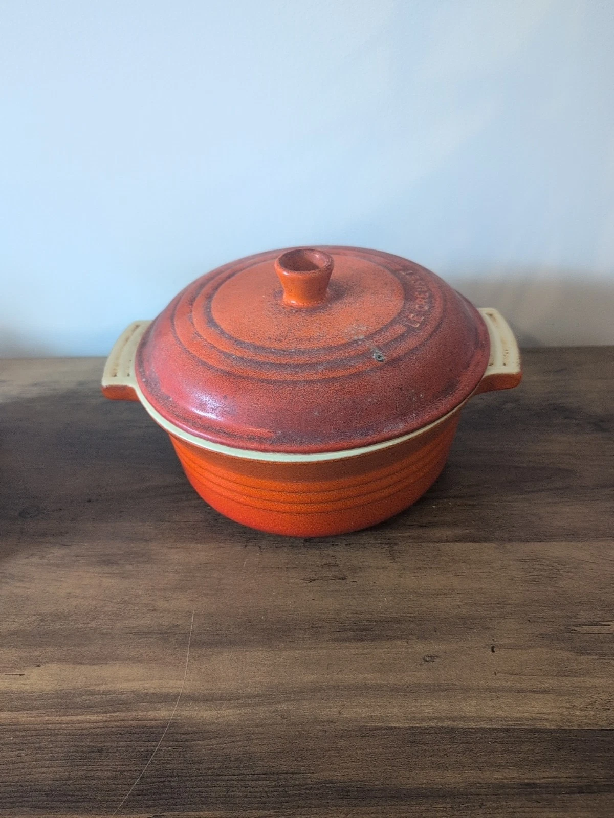 Vintage le Creuset Enameled Cast Iron Dutch Oven In The Iconic Volcanic Orange
