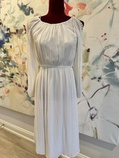ANN TAYLOR LOFT White Summer Dress With Open Shoulder Sleeves Size Small S