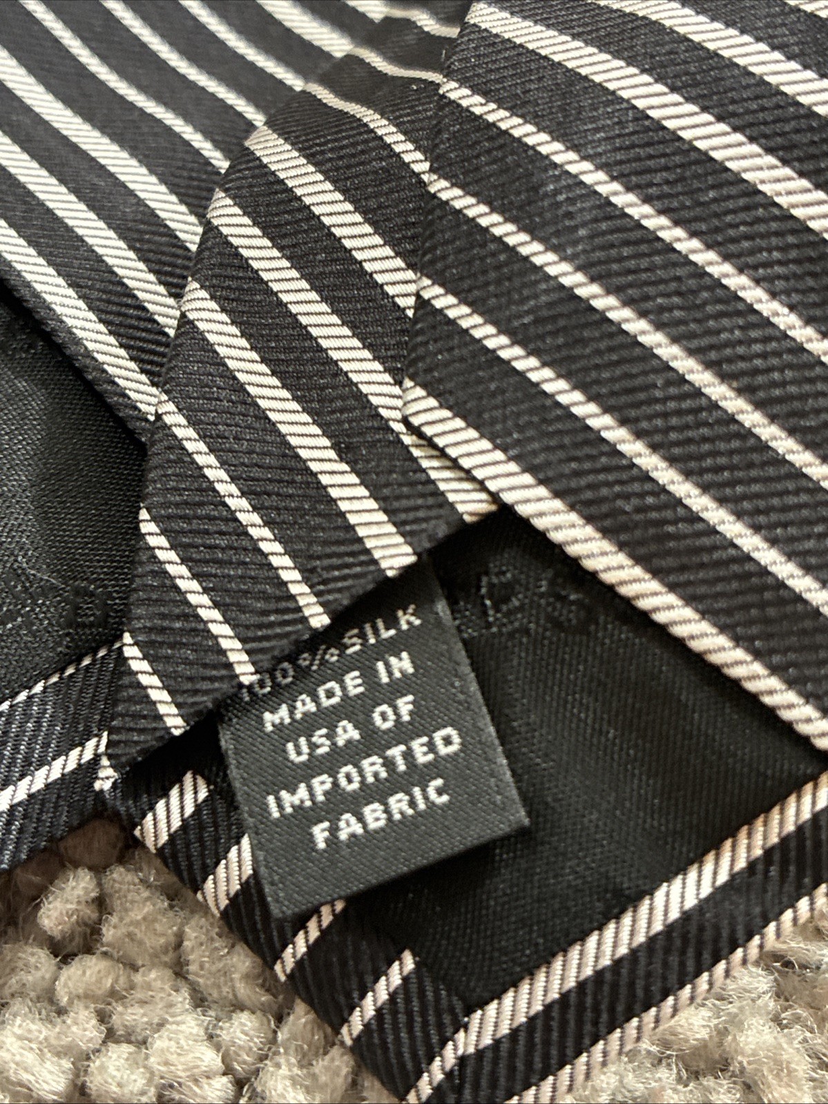 Express Design Studio Silver Black Striped Silk M… - image 4