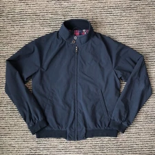 Uniqlo Harrington Jacket Men’s Small Navy Full Zip Red Plaid Lined