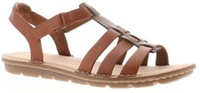 Clarks Womens Flat Sandals Blake Jewel Leather Touch Fastening tan UK Size