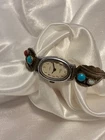 Vintage Native American Sterling, Turquoise and Coral Ladies Vintage Timex Watch