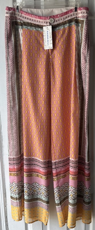 Anthropologie Ranna Gill Giana Pants Wide Leg Linen Orange Preppy -Small NWT