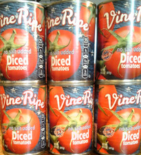 LOT OF 6 Vine Ripe No Salt Added Diced Tomatoes, 14.5oz (BEST 8/27 (2) & 8/28 (4