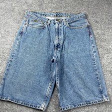 Vtg Polo Jeans Co RALPH LAUREN Banner Short Men's Sz 33 Blue Denim Baggy 90s Y2K