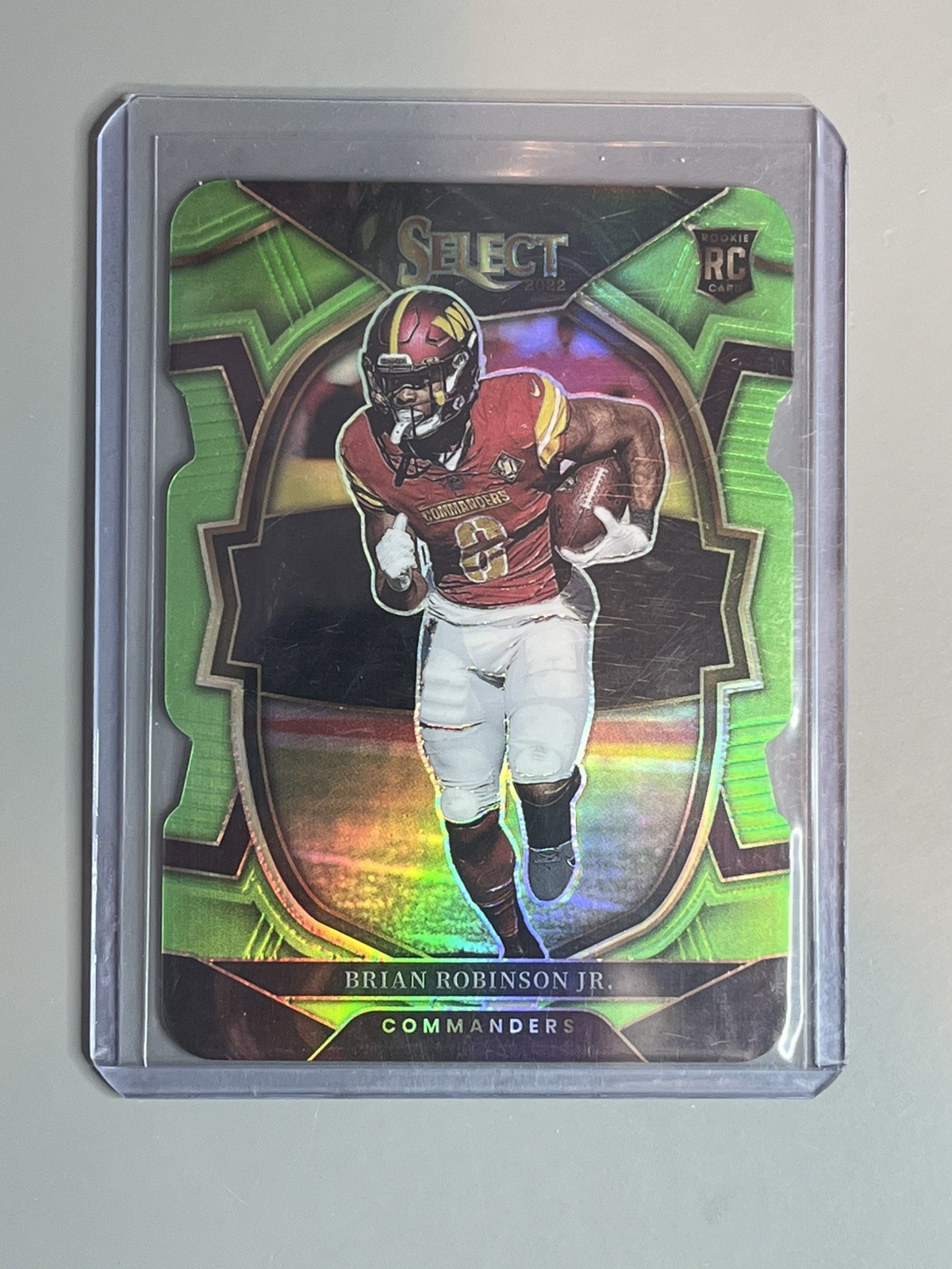 2022 Select Brian Robinson Jr. RC Neon Green Prizm Die Cut Concourse #274/299