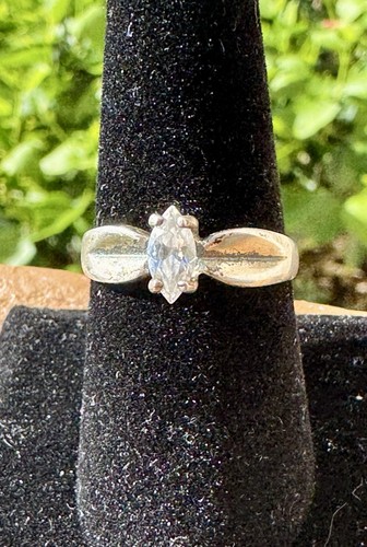 Antique Sterling Silver Womens Cocktail Ring Marquise Cut Cubic Zirconia Sz 8.75 - Picture 4 of 11