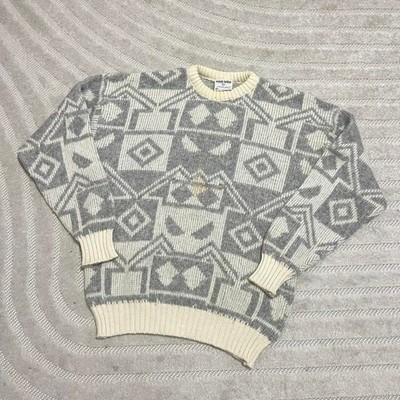VTG 70s Hide Shop by McArthur's cream grey sweater Size L wool boho outdoor