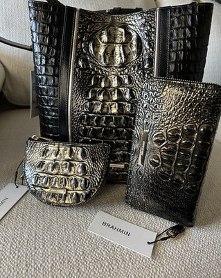 Brahmin Celina & Suri & Britt Wallet Set NWT ~ Onyx Sarastro ~Black Metallic  
