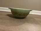 Pyrex Medallion Cinderella Bowl Green and Metallic Gold Vintage 1962