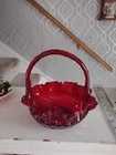 FENTON Thumb Print Ruby Red 8" Basket