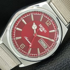 JAPAN VINTAGE REFURBISHED SEIKO 5 AUTOMATIC 6309A MENS RED DIAL WATCH a444376-1