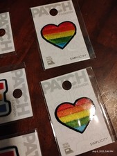 Lot/Set Of New Still Sealed Iron On Patches. Rainbow Hearts And Doggie Paw Print
