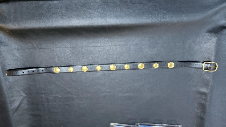 Cinturón de cuero negro grande vintage COACH | Tachuelas medallón con logotipo dorado | Raro años 90 Foto 3 de 4