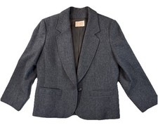 SZ 8 Petite Pendleton Woolen Mills 100 Pure Virgin Wool Gray Tweed Button Blazer