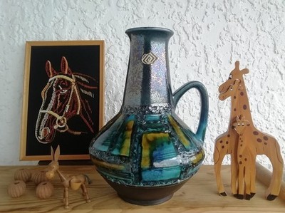Vase CARSTENS TÖNNIESHOF 1507-27 HEUCKEROTH Fat Lava + crystal glaze 60er 70er