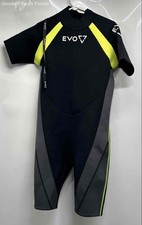 Evo Mens Black And Gray Short Sleeve Back Zip Water Sports Shorty Wetsuit Size L