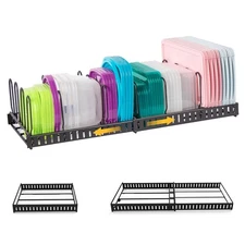 Expandable Food Container Lid Organizer,Large Capacity Adjustable 8 Dividers ...