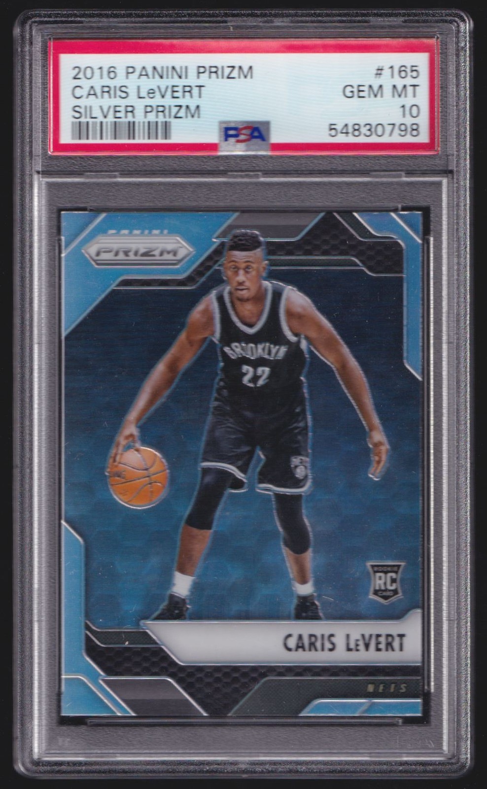 2016-17 Panini Prizm Silver Prism Caris Levert PSA 10 Brooklyn Nets #165