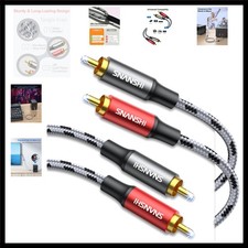 RCA Cables 30 ft, Nylon Braided 2RCA to 2RCA Audio Cable Male to Male, Dual S...