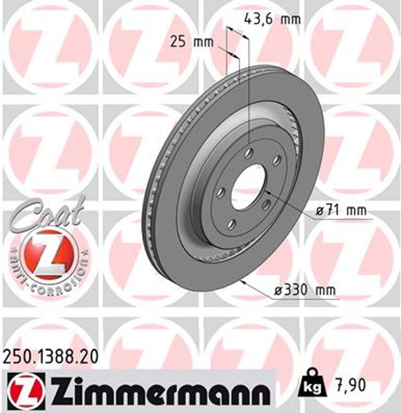 2X Zimmermann Bremsscheibe Coat Z 250.1388.20 FüR Ford Mustang Convertible-image