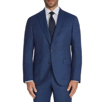 JACK VICTOR Esprit Slub Wool Suit, Mid Blue Textured, Size 40 R, 36" Waist - NEW - Image 1 of 4