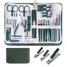 30-Piece Pedicure Kit Manicure Tools Nail Clipper Set with Green Travel Case ...