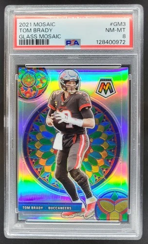 2021 Panini Mosaic Tom Brady Glass Mosaic #GM-3 PSA 8 Tampa Bay Buccaneers RI