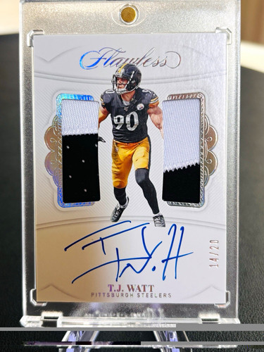 Panini 2019 Flawless T.J. Watt Dual Patch Auto Silver /20 #DPA-TJ Steelers