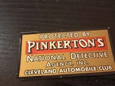 Vintage Paper Advertising Ephemera Pinkerton Detective Cleveland Auto Club Decal