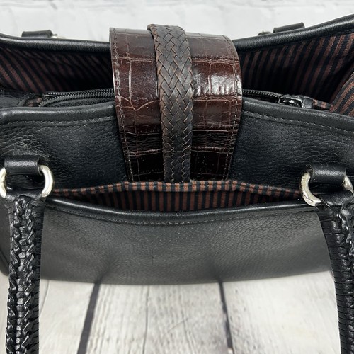 BRIGHTON Vintage Krokodilleder braun schwarz Umhängetasche Handtasche Herzanhänger 301979 - Bild 15 von 15
