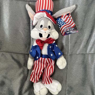 Looney Tunes Bugs Bunny Stars Stripes Bean Bag Plush Toy Stuffed 11  NWT Rare 