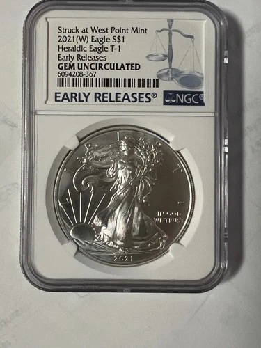 2021 Silver American Eagle $1 NGC GEM UNCIRCUL Heraldic Eagle T-1 Early Releases