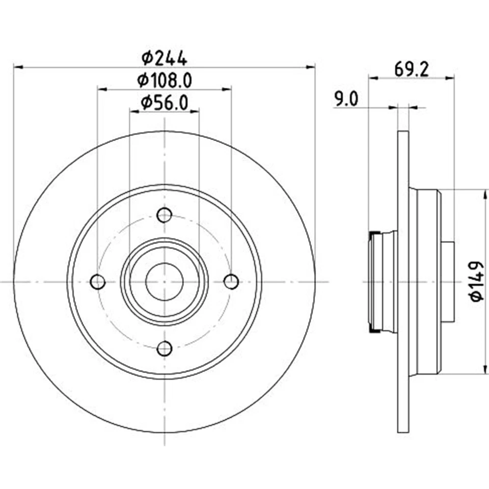 2x HELLA Pagid Dischi Freno Ø244mm Posteriore Adatto A per Citroën C3 C4 Opel - Immagine 2 di 2