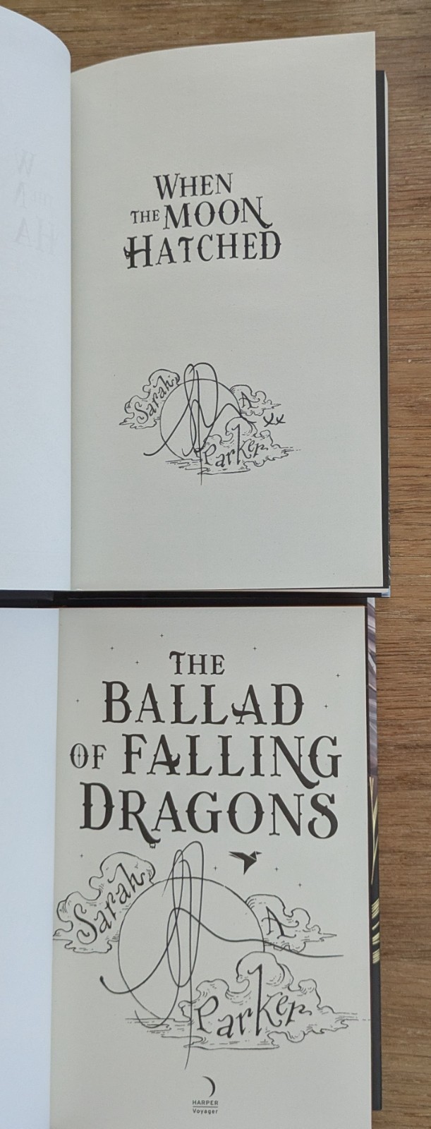 SARAH A PARKER SIGNED X2 WHEN THE MOON HATCHED THE BALLAD OF FALLING DRAGONS NEW