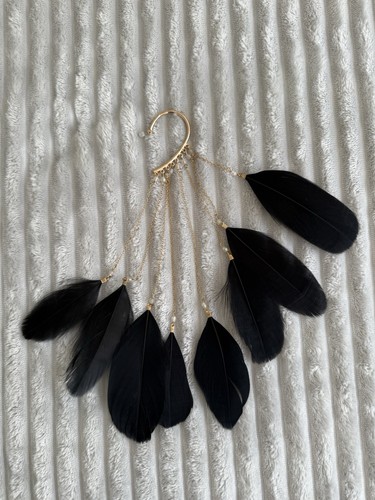 Pendiente pluma negro - Imagen 1 de 8
