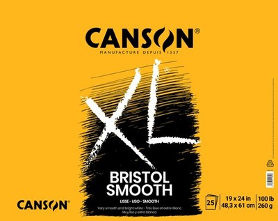 Canson XL Bristol Smooth Pad 19''X24''-Tape Bound, 25 Sheets - 5A002ZWF-1H1D6