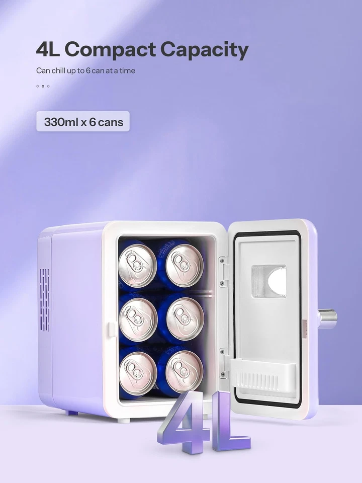 Mini Nevera con Asa, Nevera Pequeña Enfriamiento Rápido 4 Litros/6 Latas Cuidado de la Piel F... Foto 2 de 4
