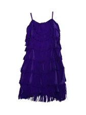 Cheryl Creations Dress WOMEN'S SHORT ALL-OVER FRINGE FLAPPER Purple NWT