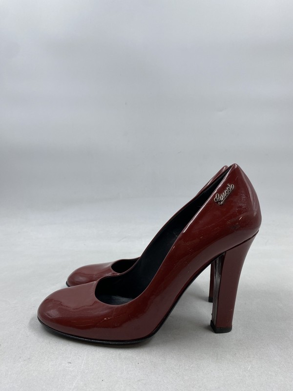 Gucci Patent Leather Square Toe Platform High Heel Pumps W 6