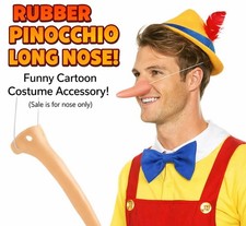 RUBBER PINOCCHIO LONG NOSE Flesh Cartoon Clown Funny Costume Puppet Mask Cyrano