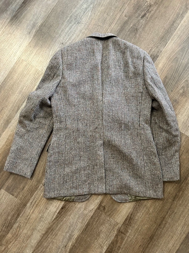 Harris Tweed Usado en Excelente Condición Hecho EE. UU. Gris Negro Marrón Blazer Abrigo Deportivo Chaqueta 40L Foto 4 de 4