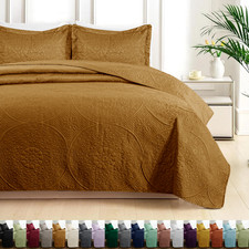 3-Piece Microfiber Oversized Bedspread Set Coverlet Set Lightweight Quilt Set