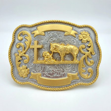 Praying Cowboy Western Belt Buckle   Gold  Silver Tones Hebilla Vaquera