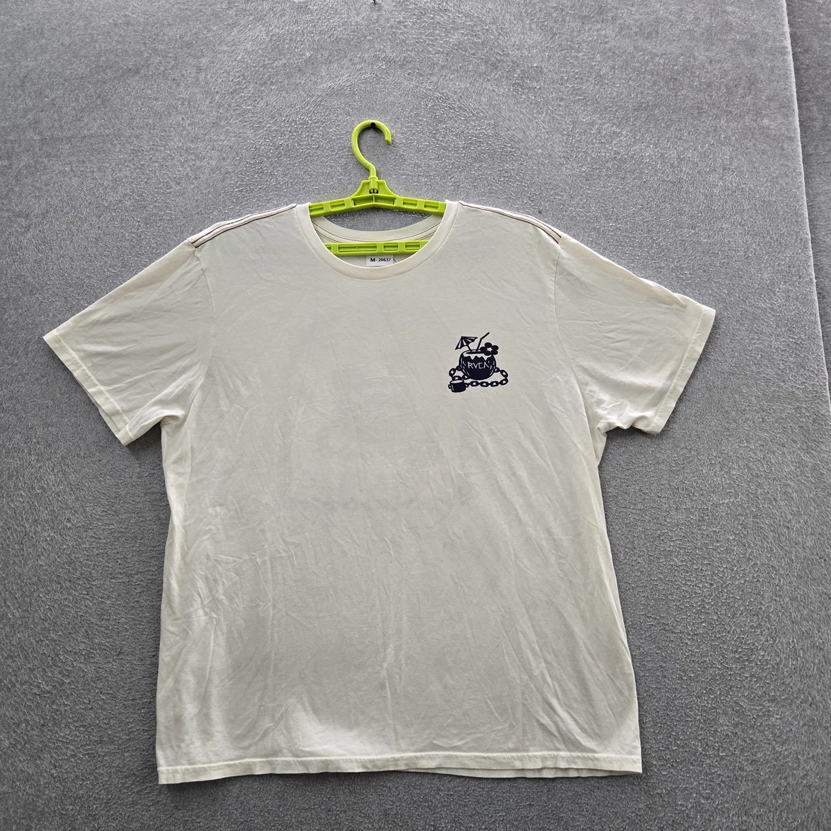 T-shirt RVCA Homme Blanc Maroc Palm Vintage Dye - Slim Fit Manches Courtes Taille L