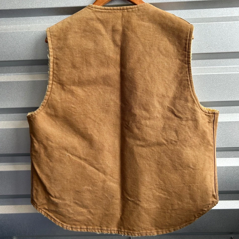 Carhartt 70s Vest Mens Workwear Sherpa Lined Chore Utility Sleeveless Jacket - Image 2 of 4