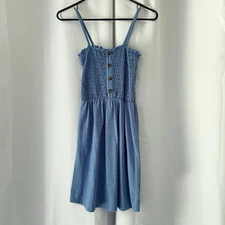 Blue Tube Top Spaghetti Strap Summer Dress Junior | Women’s Size Medium