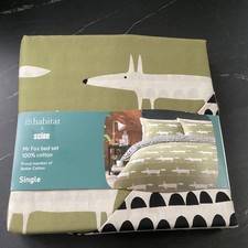 Scion Mr Fox Green 100% Cotton Single Size Duvet with Single Pillowcase - NWT
