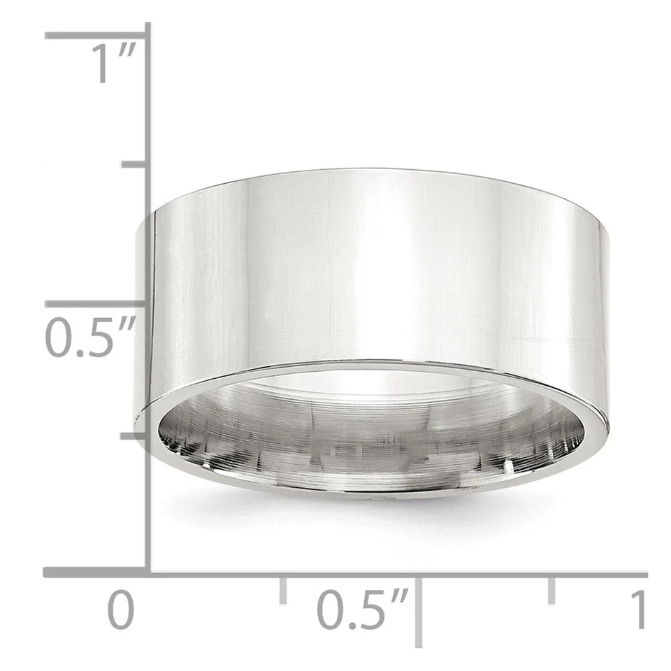 Sterling Silver 10mm Comfort Fit Flat Size 11 Band Ring - Image 3 of 3